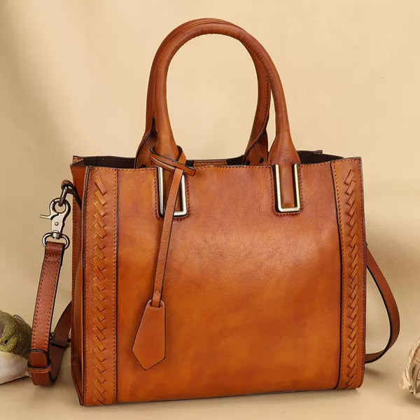 Classy-Ladies-Small-Leather-Tote-Bag-Top-Handle-Handbag-For-Women-Brown