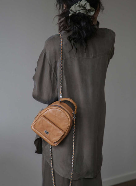 Convertible Leather Backpack Purse for Women Mini Vintage Chain Shoulder Bag Cool