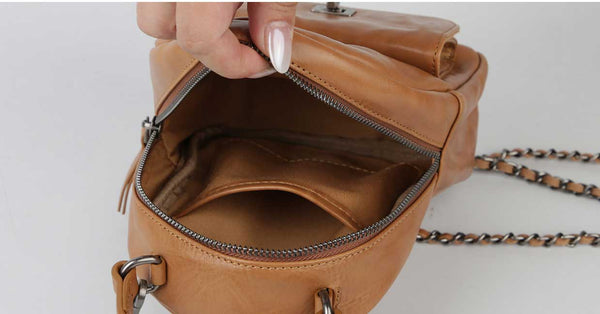 Convertible Leather Backpack Purse for Women Mini Vintage Chain Shoulder Bag Inside
