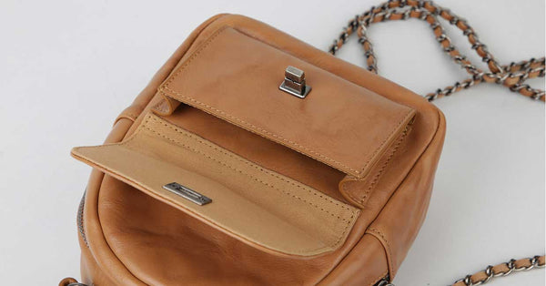 Convertible Leather Backpack Purse for Women Mini Vintage Chain Shoulder Bag Trendy