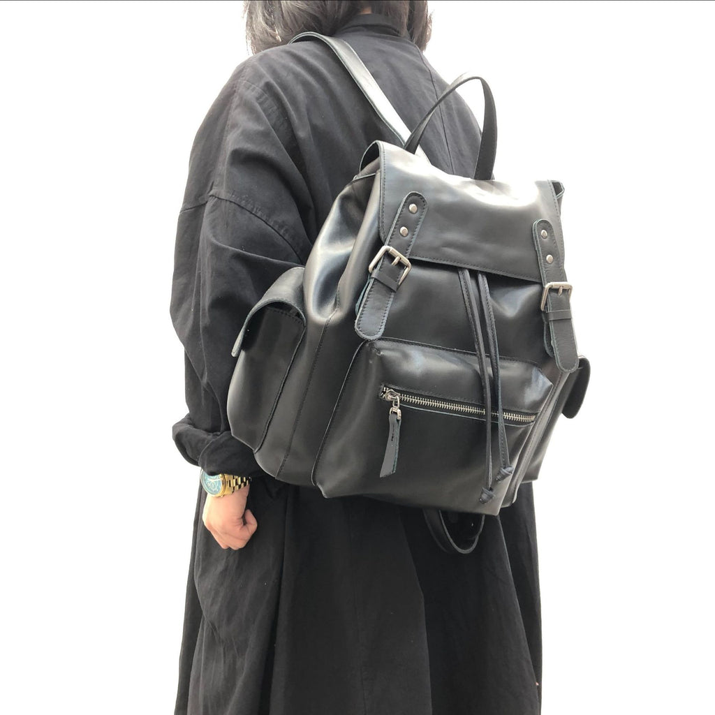 best drawstring leather backpack womens Cool Ladies Genuine Leather Drawstring Backpack Bag Leather Rucksack P – igemstonejewelry