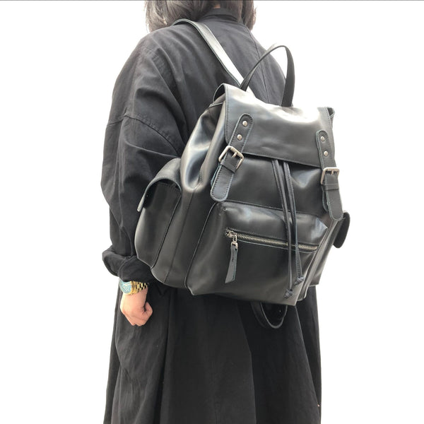 Cool Ladies Genuine Leather Drawstring Backpack Bag Leather Rucksack Purse For Women Affordable