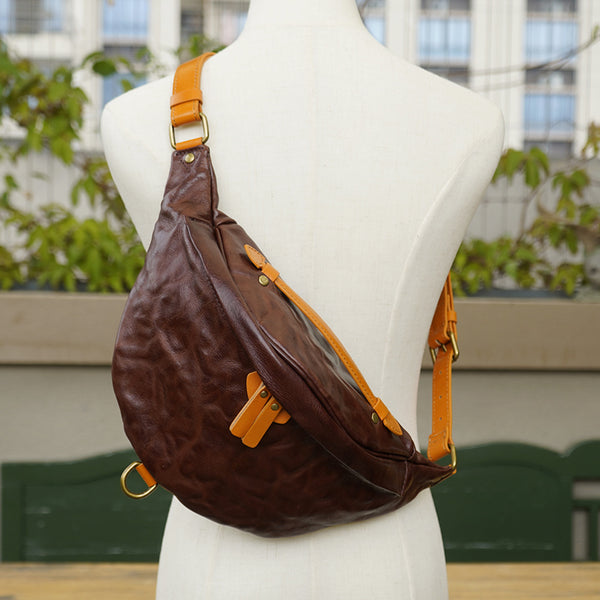 Cool Women's Chest Sling Bag Brown Leather Shoulder Bag Affordable