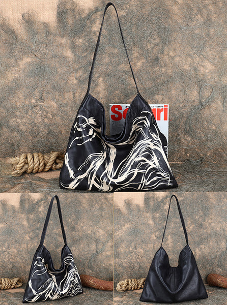 Cool-Womens-Boho-Tote-Bags-Black-Leather-Shoulder-Bag-Cool