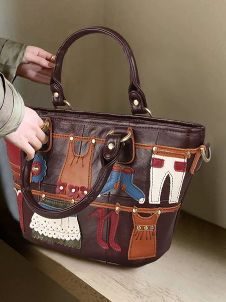 Cute Ladies Small Leather Tote Bag Shoulder Handbags Bags For Women Cowhide