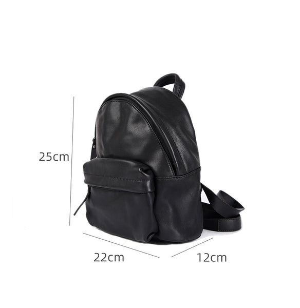 Cute Women's Genuine Leather Mini Backpack Bag Black Leather Rucksack Bag Stylish