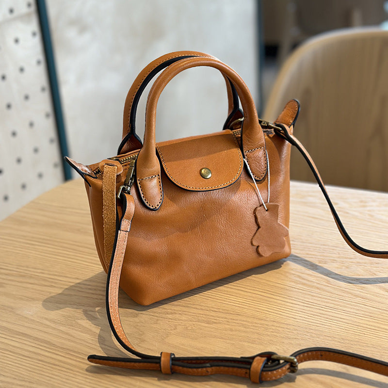 Leather shoulder factory bag with small purse