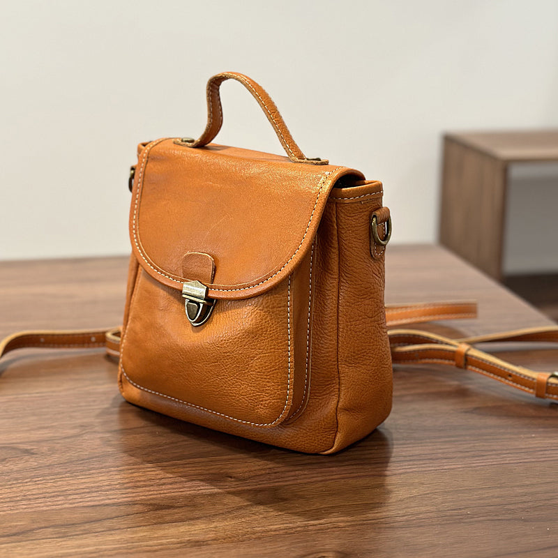 cute leather satchel backpacks Vintage Ladies Leather Backpack Handbag Leather Messenger Bag For Women