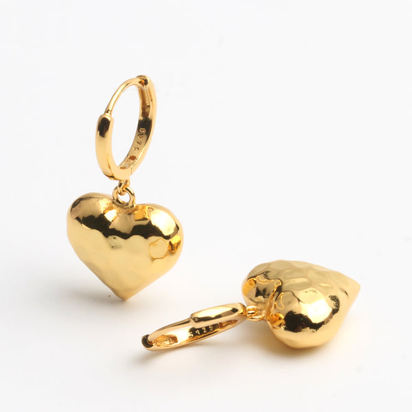 Cute Womens Silver Dangle Earrings Gold Plated Silver Heart Earrings For Women Affordable