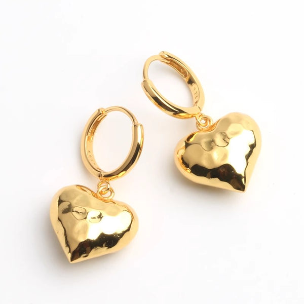 Cute Womens Silver Dangle Earrings Gold Plated Silver Heart Earrings For Women Beautiful