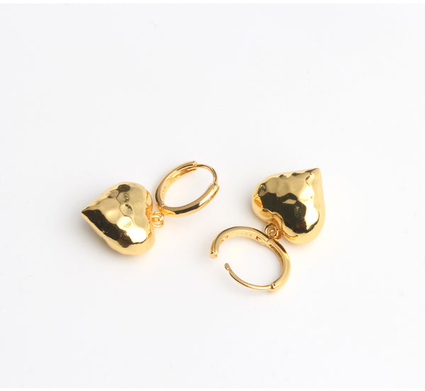 Cute Womens Silver Dangle Earrings Gold Plated Silver Heart Earrings For Women Casual