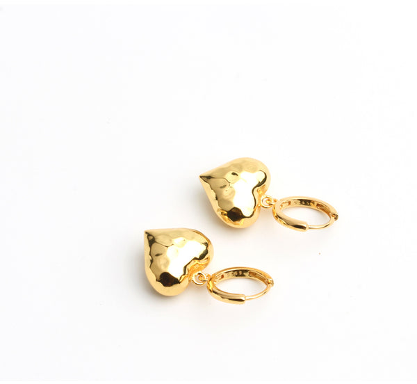 Cute Womens Silver Dangle Earrings Gold Plated Silver Heart Earrings For Women Chic