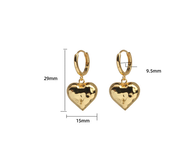 Cute Womens Silver Dangle Earrings Gold Plated Silver Heart Earrings For Women Classy