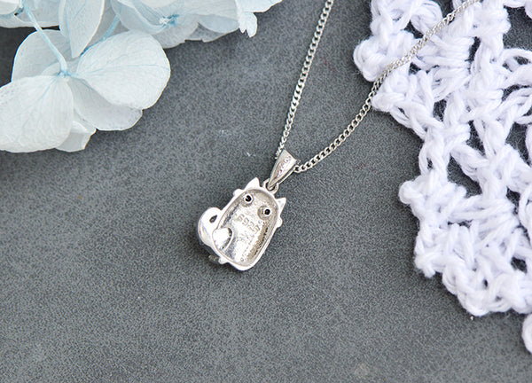 Cute Womens Sterling Silver Cat Necklace Moonstone Pendant Necklace Elegant