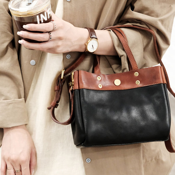 Elegant Womens Small Black Leather Crossbody Handbag Shoulder Tote Bag Chic