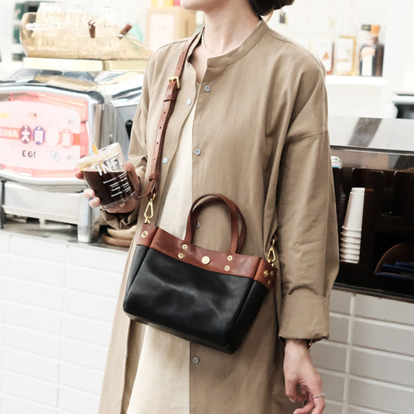 Elegant Womens Small Black Leather Crossbody Handbag Shoulder Tote Bag Classic