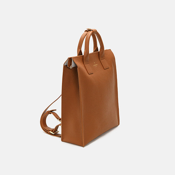 Functional Square Leather Backpack Top Handle Handbag for Women Elegant