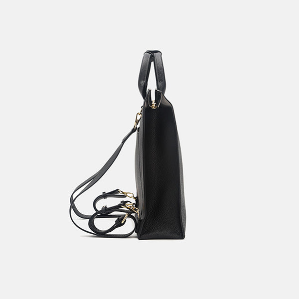 Functional Square Leather Backpack Top Handle Handbag for Women Original