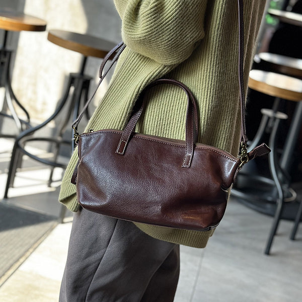 Genuine Leather Crossbody Bag-Small Real Leather Handbag for Women with Shoulder Strap
