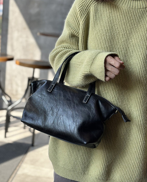 Ladies Genuine Leather Crossbody Handbags Small Black Shoulder Bag