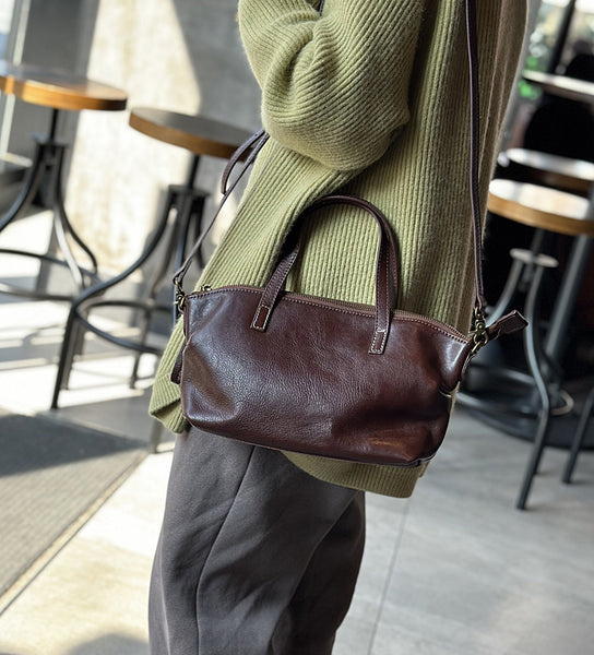 Genuine Leather Crossbody Bags For Women Zip Top Real Leather Handbags Cowhide
