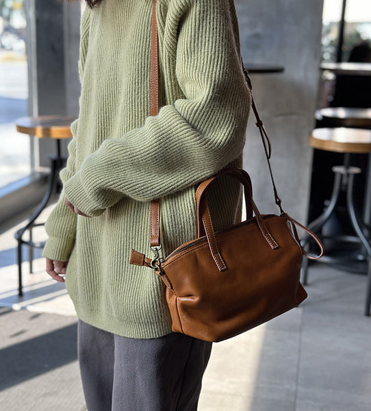 Genuine Leather Crossbody Bags For Women Zip Top Real Leather Handbags Designer