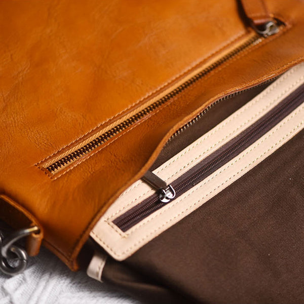 Genuine Leather Fringe Crossbody Bag for Women Boho Western Shoulder Purse with Studs