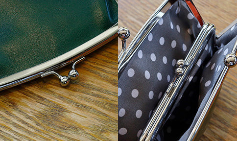Genuine Leather Kiss Lock Wallet for Women Mini Bifold Coin Purse Gift