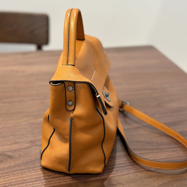 Small Real Leather Shoulder Bag-Elegant Vintage Style for Daily and Travel