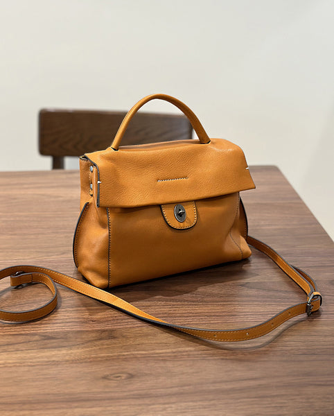 Small Real Leather Shoulder Bag-Elegant Vintage Style for Daily and Travel