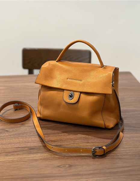 Small Real Leather Shoulder Bag-Elegant Vintage Style for Daily and Travel