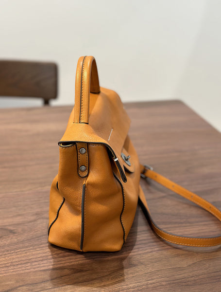 Small Real Leather Shoulder Bag-Elegant Vintage Style for Daily and Travel