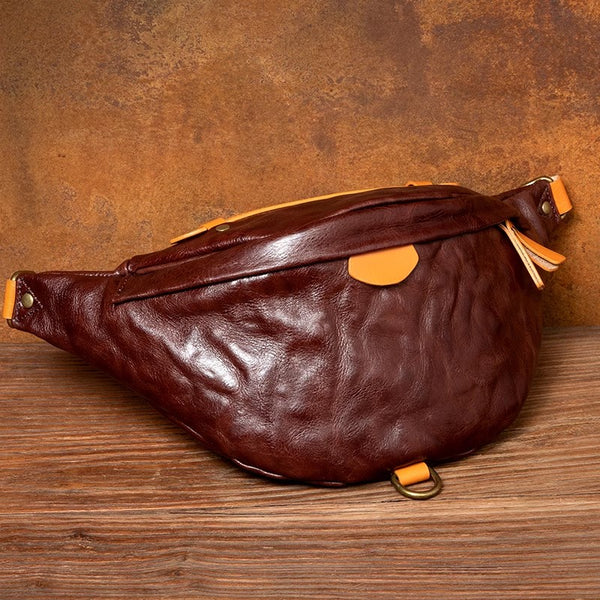 Genuine Leather Waist Bag for Women Vintage Crossbody Sling Bag Belt Bag Chest Purse Badass