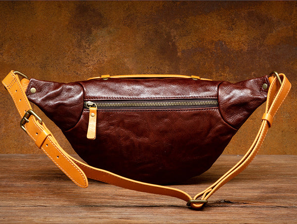 Genuine Leather Waist Bag for Women Vintage Crossbody Sling Bag Belt Bag Chest Purse Gift