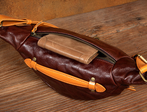 Genuine Leather Waist Bag for Women Vintage Crossbody Sling Bag Belt Bag Chest Purse Original