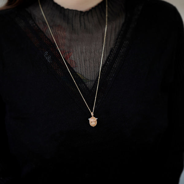 Gold Plated Silver Filbert Shaped Pendant Necklace Decorated With Pearls And A Shell Pearl Inside For Women Affordable