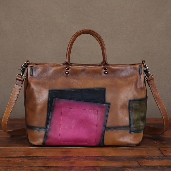 Handcrafted-Genuine-Leather-Tote-Bag-for-Women-Vintage-Patchwork-Handbag-with-Shoulder-Strap-Beautiful