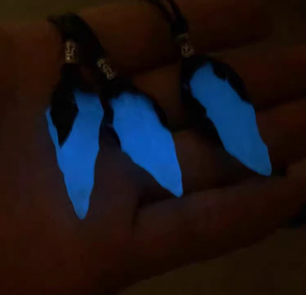 Handmade Glow-in-the-Dark Resin Arrowhead Pendant Necklace with Ebony Wood Adjustable Cord Jewelry for Men and Women