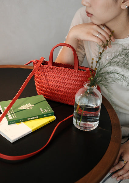 Handwoven Leather Tote Bag for Women Vintage Crossbody Handbag in Top Grain Cowhide Best