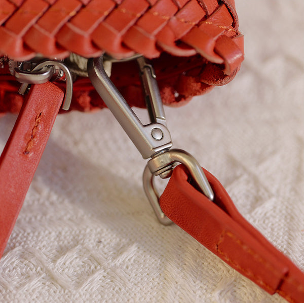 Handwoven Leather Tote Bag for Women Vintage Crossbody Handbag in Top Grain Cowhide Nice