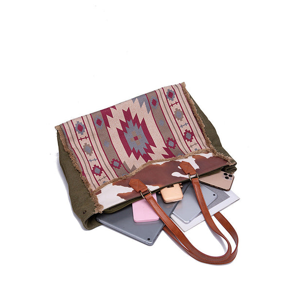 Hippie Womens Canvas Over The Shoulder Bag Travel Tote Bag With Wallet Designer