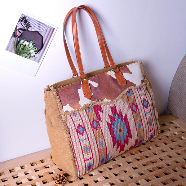 Hippie Womens Canvas Over The Shoulder Bag Travel Tote Bag With Wallet Fashion