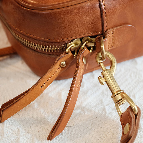 Ladies Beautiful Leather Handbags Spliced Leather Crossbody Purse Details