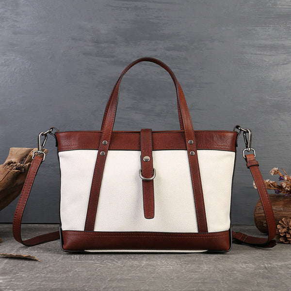 Ladies Canvas Leather Tote Handbags Cross Shoulder Bag Affordable