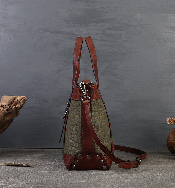 Ladies Canvas Leather Tote Handbags Cross Shoulder Bag Cute