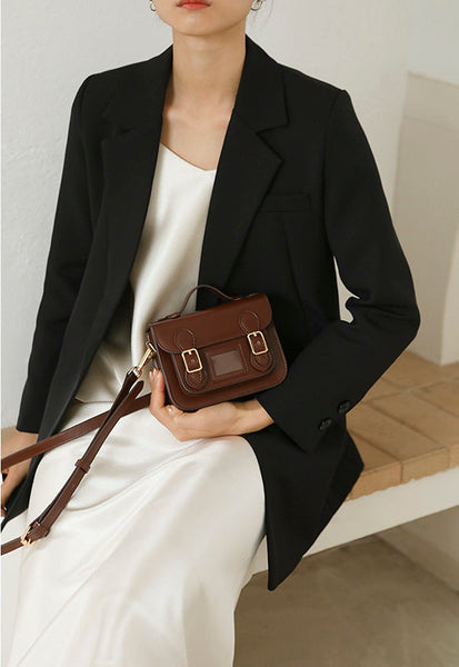 Ladies Mini Leather Crossbody Bag Brown Shoulder Bag Classy
