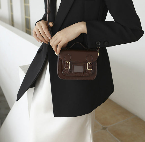 Ladies Mini Leather Crossbody Bag Brown Shoulder Bag Cowhide