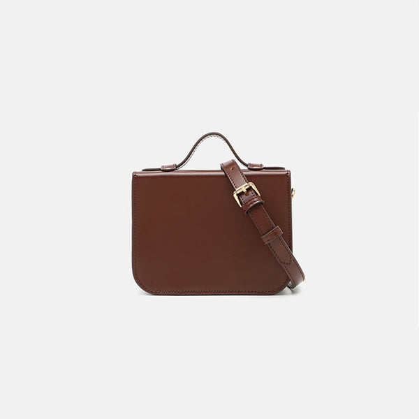 Ladies Mini Leather Crossbody Bag Brown Shoulder Bag Work-bag
