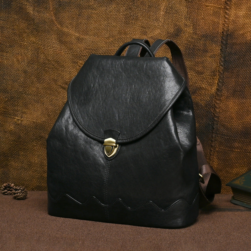 Womens Small Leather Backpack Black Rucksack Bag – igemstonejewelry