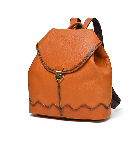 Cute Ladies Leather Rucksack Small Leather Backpack Bag Casual